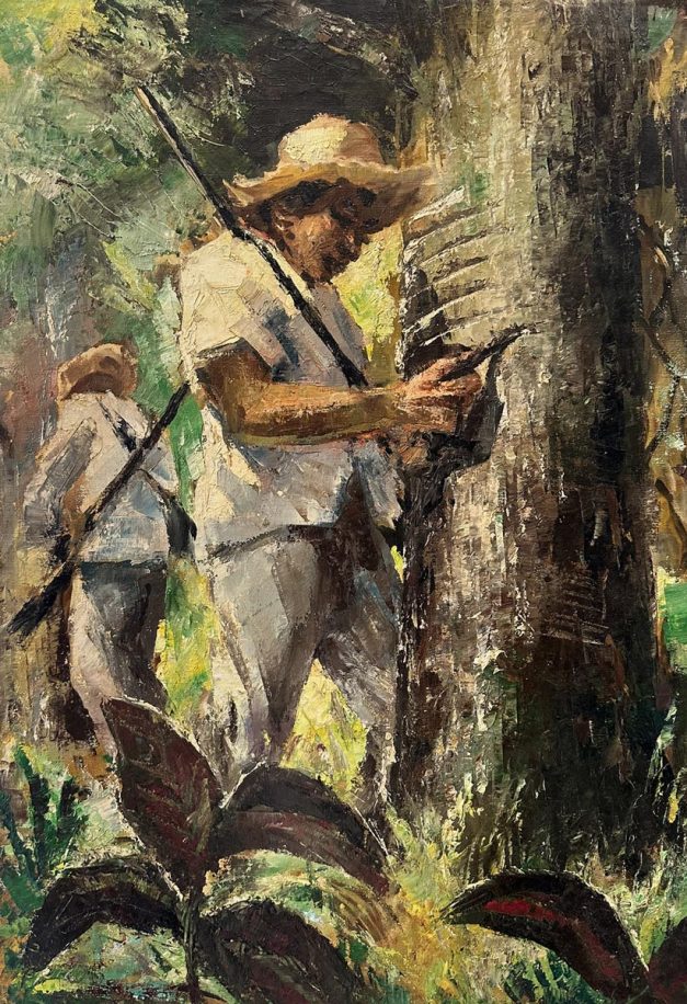 Sangrando Seringueira by Americo Makk shows a many next to a tree.